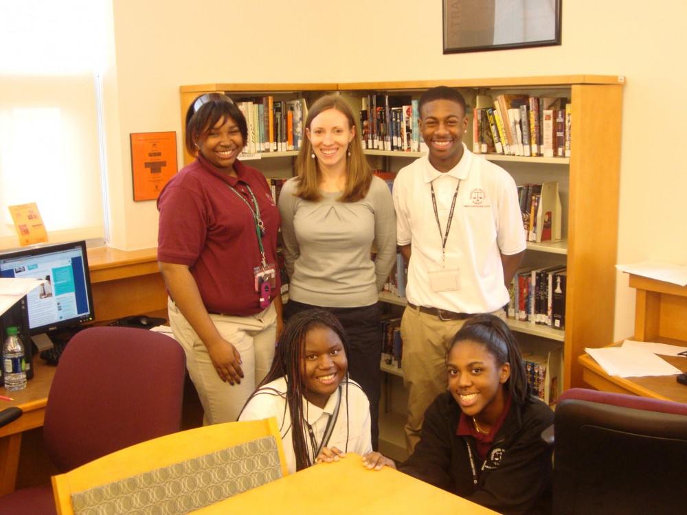 Cary Hanson and some of her students at Thurgood Marshall Academy Public Charter High School in Washington DC