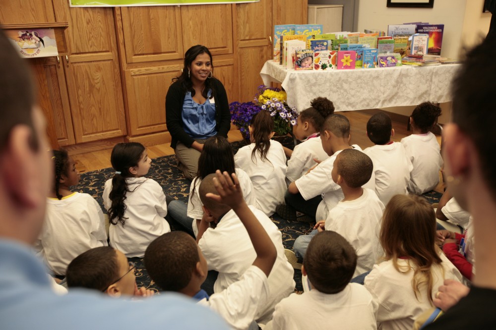 Students at the Vitalistic Therapeutic Charter School in Bethlehem, PA, at a reading party sponsored by First Book and C&S Wholesale Grocers