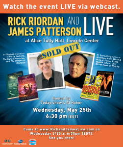 Watch Rick Riordan & James Patterson Live Online Tomorrow Night; NYC Event to Benefit First Book