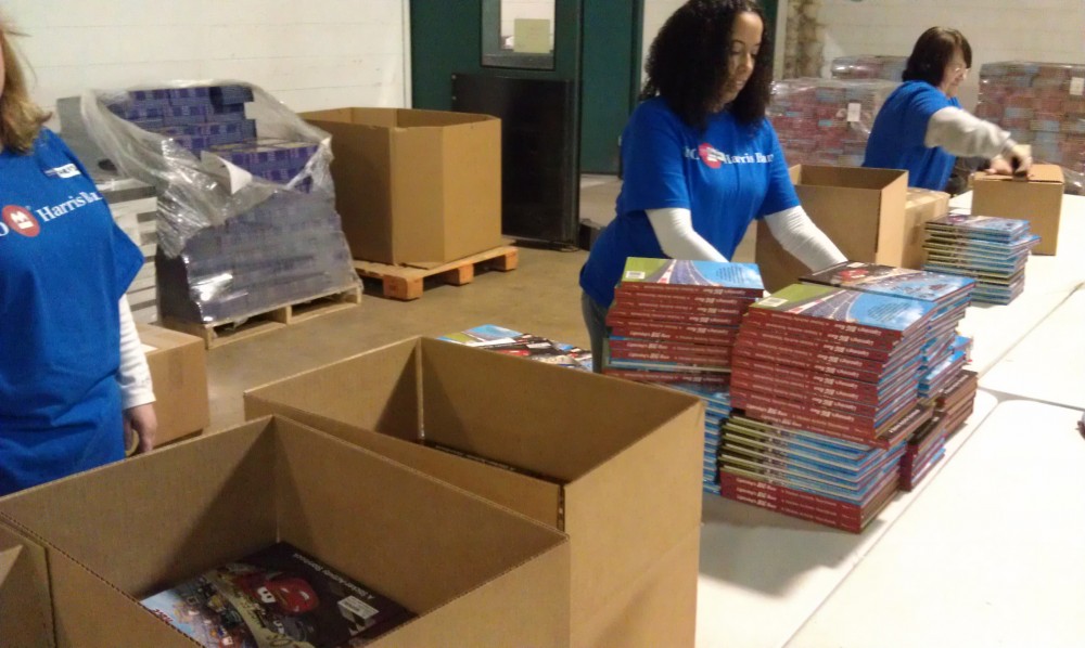 First Book volunteers loading brand-new books