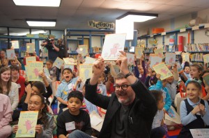 Mo Willems celebrating Friendiversary with 2nd graders at Peck & First Book